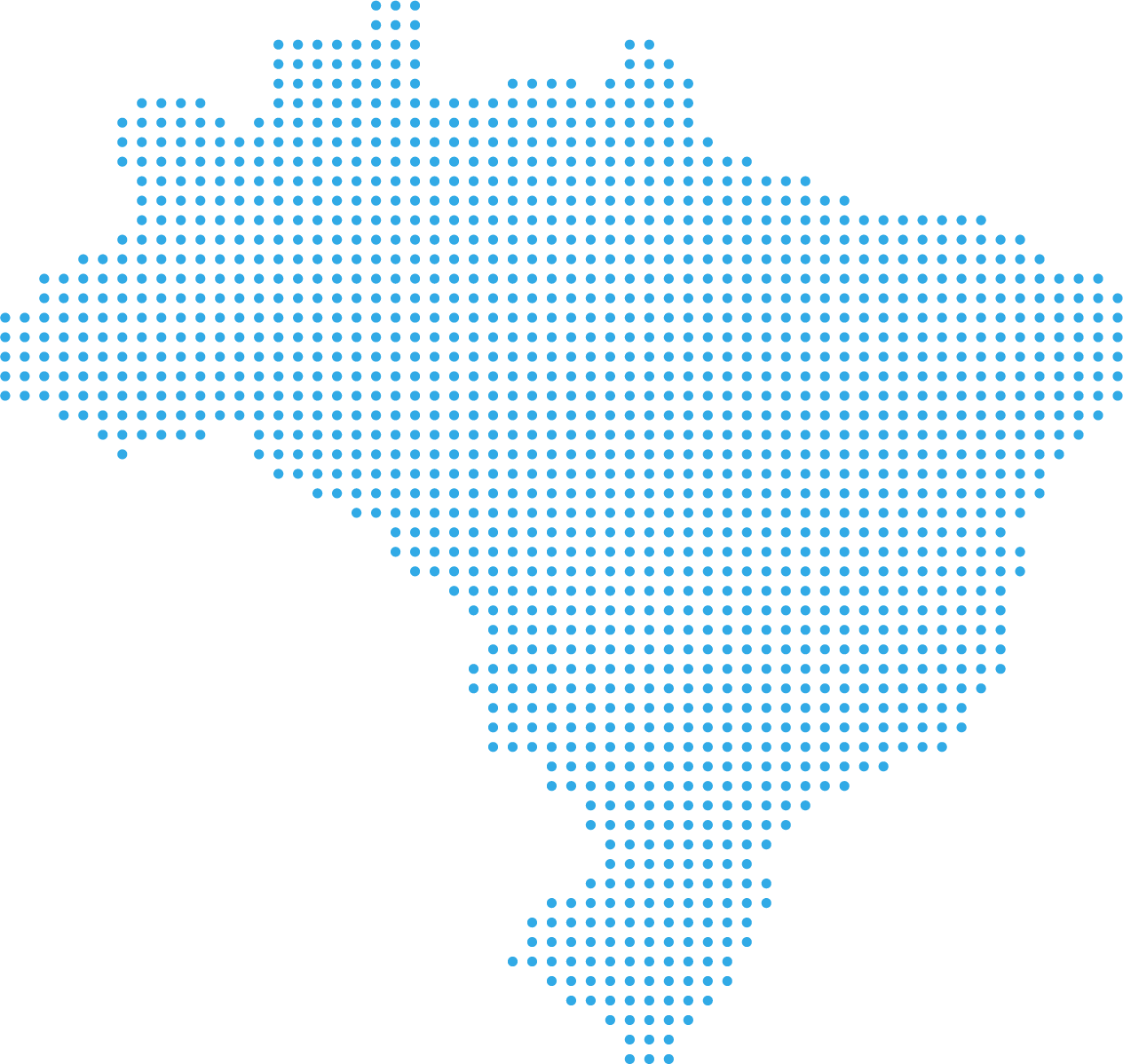 Mapa estilizado do Brasil indicando cobertura de atendimento em todos os estados